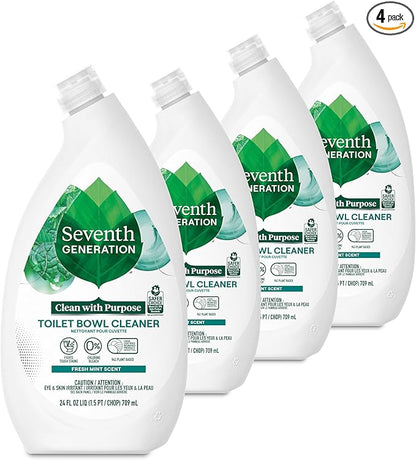 Seventh Generation Toilet Bowl Cleaner Fresh Mint scent 4 Pack Without Chlorine Bleach Ammonia Free 24 oz