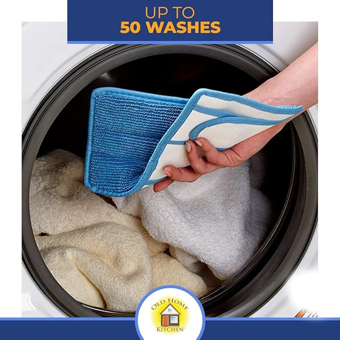 Reusable Microfiber Mop Pads | Durable Machine Washable Refills | Compatible with Swiffer Dry Mops | Flat Mop Pads for Efficient Floor Cleaning | 2 Pack