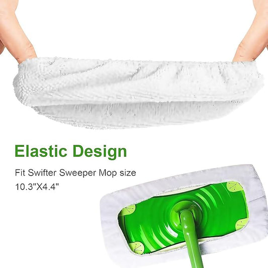 Mop Pad Refills for Swiffer Sweeper Mop - 6Pack Microfibre Mop Head Replacement Mop Pads for Swiffer Sweeper Mop Wet Dry Cleaning, Reusable and Washable