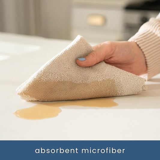S&T INC. 50 Pack Microfiber Cleaning Cloth with Box, Bulk Towels for Home, Reusable Microfiber Towels for Cars, Cleaning Rags, Oatmeal, 11.8 Inches x 11.8 Inches, 50 Count