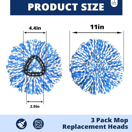Spin Mop Replacement Head RinseClean 2-Tank System, 4 Pack Mop Head Replacement, Microfiber, Machine Washable, Easy to Replace and Deep Cleaning (NOT for 1-Tank System)