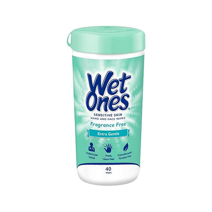 Wet Ones Hand and Face Wipes, Sensitive Skin Wipes | Unscented Wipes, Hand and Face Wipes Sensitive Skin, Wet Ones Sensitive Skin Wipes, 40 ct. Canister