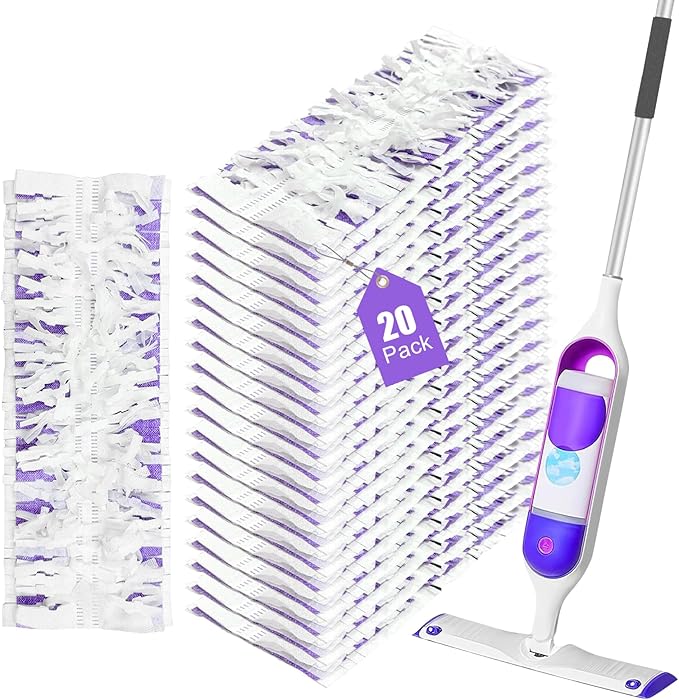 20 Pack Disposable Mopping Pads Refills for Swiffer PowerMop Multi-Surface & Wood Mops, Spray Clean Pads Replacement for Floor Cleaning（Purple Without Handle）