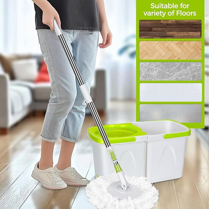 Masthome Mop and Bucket with Wringer Set, Small Spin Mops with Bucket Detachable and 3 Microfiber Mop Pads, 50" Microfiber Spin Mop for Hardwood Laminate Ceramic Marble Tile Floor Cleaning