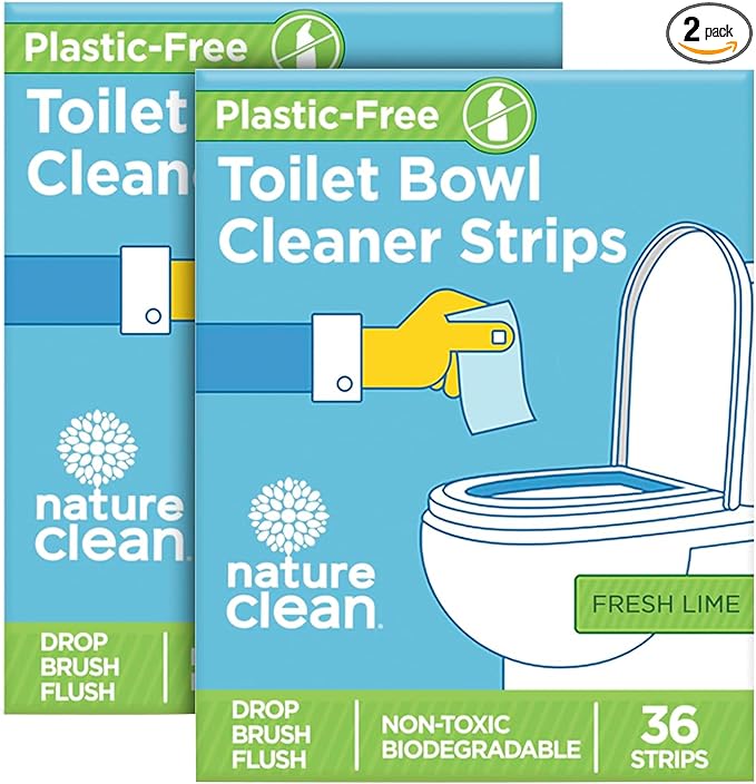 Nature Clean Non-Toxic Toilet Bowl Cleaners Strips 36 count - 2 pack, Plastic-Free Packaging, Natural Toilet Cleaner Septic Safe, Refresh Toilets & Bathroom. No Splash