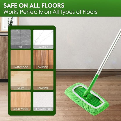 12PCS Reusable Microfiber Mop Pads Washable Wet Pads Compatible with Swiffer Sweeper Refills Pads Dry Sweeping Cloths Mop Head Replacement for Household Cleaning
