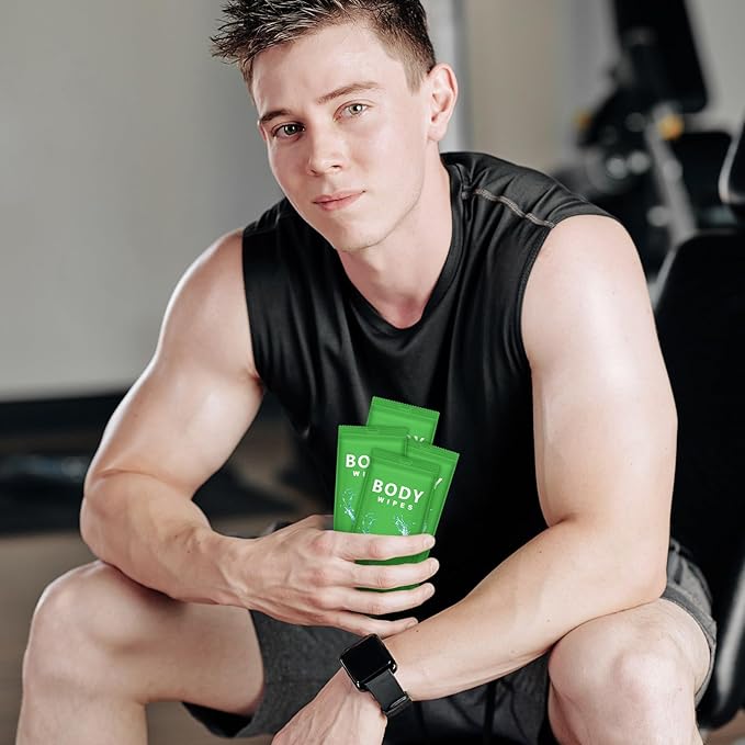 Treela 300 Pcs Bulk Large Body Wipes Individually Wrapped Big Bath Wipes for Adults Bathing No Rinse Shower Bulk Deodorant for Homeless Hygiene Personal Cleansing for Travel Gym(7.09" X 9.84",Green)