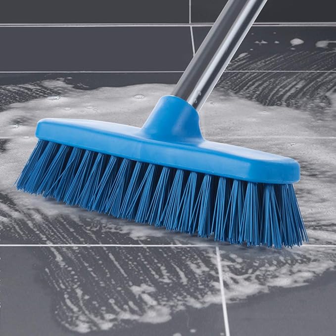 MEIBEI Floor Scrub Brush with Adjustable Long Handle-57 inch, Stiff Bristle Grout Brush Tub and Tile Brush for Cleaning Bathroom, Patio, Kitchen, Wall and Deck