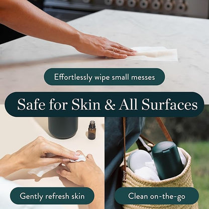 Biodegradable All-Purpose Wipes 3-Pack Refill - Non-Toxic Grapefruit Cleaning Wipes | Plant-Based Surface Cleaner for Home & Travel | Kid & Pet Friendly Wet Wipe | All Natural & Eco-Friendly