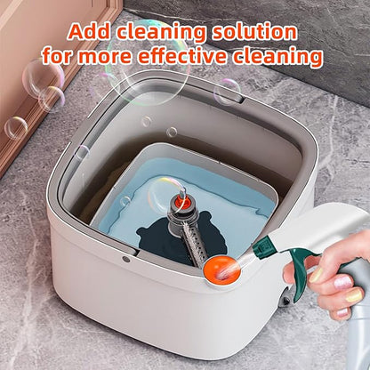 Spin Mop and Bucket Set with Self Separation System 360° Spinning Self-Wringing, Square Clean Mop and Bucket with Wringer-with Replaceable Mop (Light Grey Mop and Bucket Set 10pads)