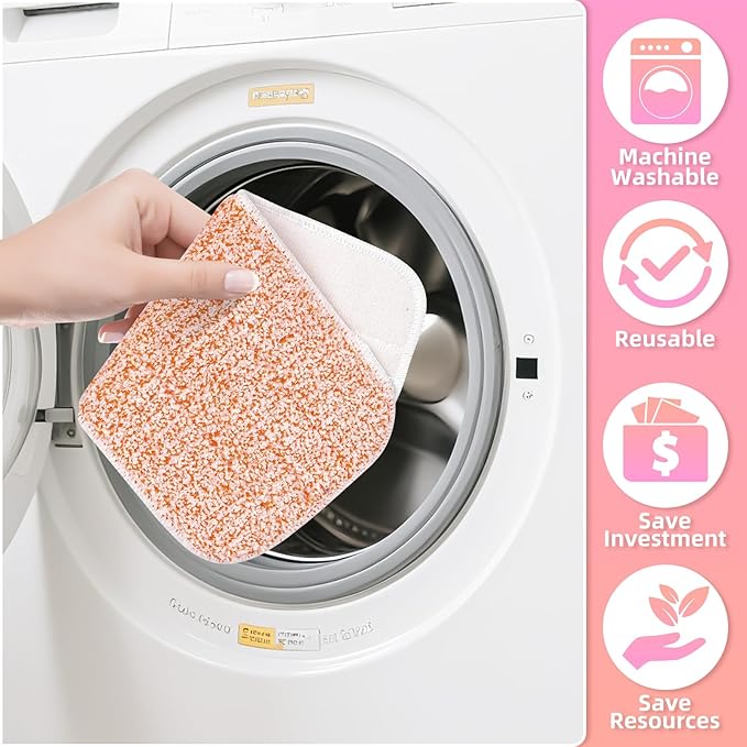 Wet Jet Pads Reusable Mop Pads Compatible with Swiffer, Microfiber Wet Jet Refill, Machine Washable Wet Pads Refill for Swiffer Wet Jet Mops, Multi-Surface Cleaning, 6 Pack