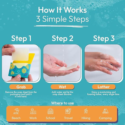 FOMIN Acidified Deodorant Wipes For Women & Men - 45 Count - Fragrance Free – Antibacterial Paper Soap Sheets for Hand Washing - (300 Sheets)