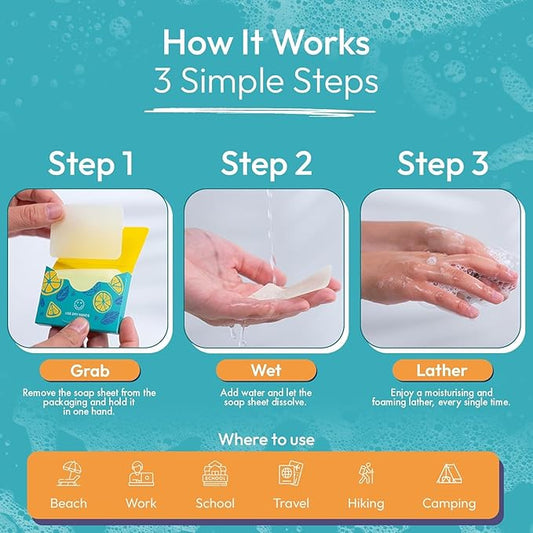 FOMIN Acidified Deodorant Wipes For Women & Men - 45 Count - Fragrance Free – Antibacterial Paper Soap Sheets for Hand Washing - (300 Sheets)