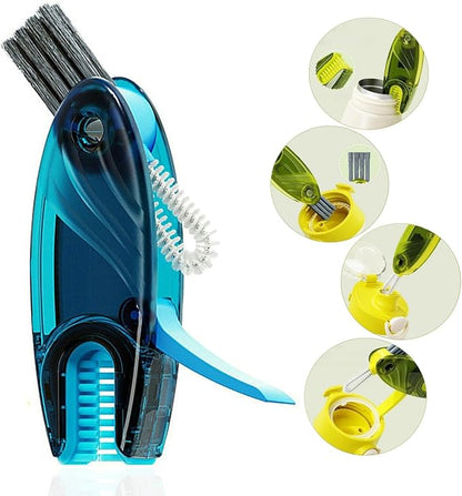 4 in 1 Multifunctional Cup Lid Cleaning Brush Set, 1pc Bright Blue, Plastic