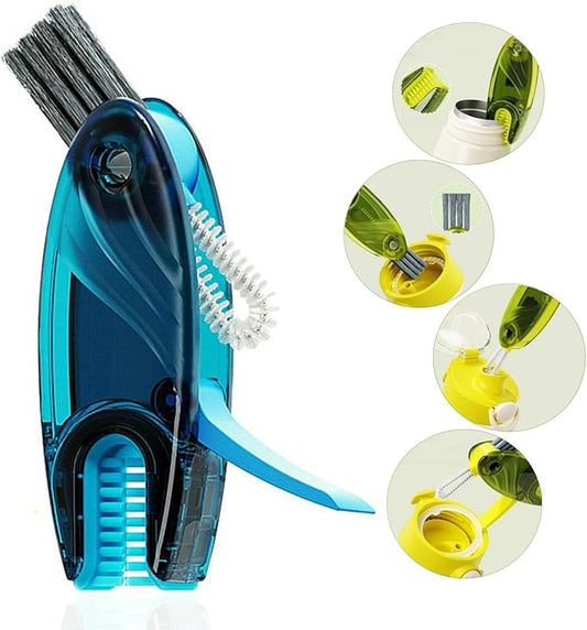 4 in 1 Multifunctional Cup Lid Cleaning Brush Set, 1pc Bright Blue, Plastic