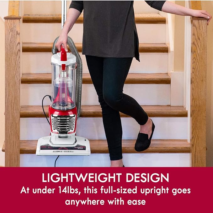 Kenmore DU2015 Bagless Upright Vacuum Lightweight Carpet Cleaner with 10’Hose, HEPA Filter, 4 Cleaning Tools for Pet Hair, Hardwood Floor, Red
