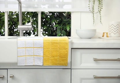 100% Cotton Kitchen Towels and dishcloths Sets, Super Soft & Absorbent, Dish Cloths for Washing Dishes, Dish Towel for Kitchen, 2 Yellow Dish Towels and 4 Yellow Dish Cloths