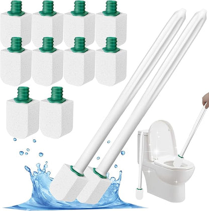 White Toilet Pumice Stone with 2pcs overlength Handle Toilet Brush,Pumice Stone Toilet Bowl Cleaner, Pumice Stone for Toilet,Toilet Stone,Bathtubs, Kitchen Sink, Grill,Tile. (12, White)