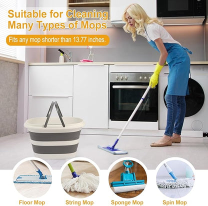 Collapsible Mop Bucket with Handle for Cleaning or Organzier, 7.39 Gallons(28L)Mopping Bucket for Floor Mop or Flat Mop, Mult-Purpose Cleaning Supplies Baskets for Laundry Storage Camping Car Washing
