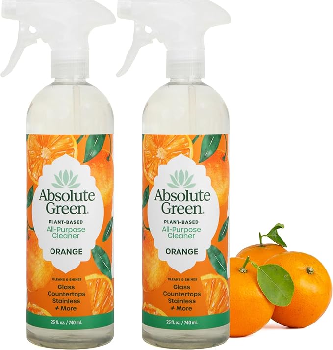 All Purpose Cleaner Spray, Non-Toxic, Kitchen, Bath, Countertop, Stainless, Safe around Kids + Pets, Natural Orange Scent, 25 oz (2 Pack)