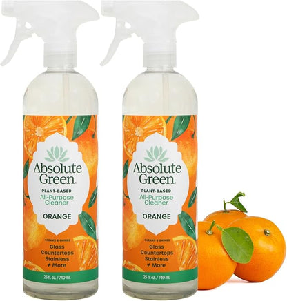 All Purpose Cleaner Spray, Non-Toxic, Kitchen, Bath, Countertop, Stainless, Safe around Kids + Pets, Natural Orange Scent, 25 oz (2 Pack)