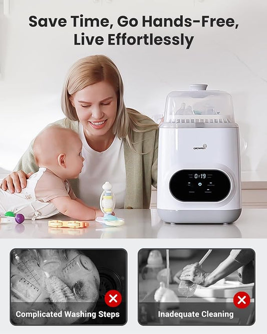 Grownsy EaseClean Bottle Washer Pro | All-in-One Bottle Washer and Sterilizer and Dryer | Baby Bottle Washer for Bottles, Pump Parts & Baby Essentials | Replaces Hand Washing