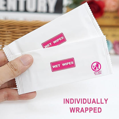 200 pcs Wet Wipes Individually Wrapped, Travel Wipes, Clean Wipe Individual Wipes Bulk for Travel for Hands, Face Cleaning