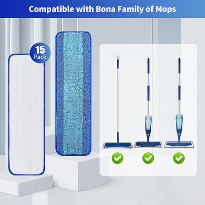30 Pack Microfiber Cleaning Pads for Bona Family of Mops,Washable & Reusable Mop Pads Refill Replacement Safe for Hardwood and Multi-Surfac Floors Have Super-Absorbent