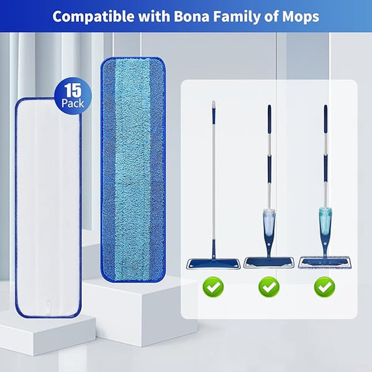 30 Pack Microfiber Cleaning Pads for Bona Family of Mops,Washable & Reusable Mop Pads Refill Replacement Safe for Hardwood and Multi-Surfac Floors Have Super-Absorbent