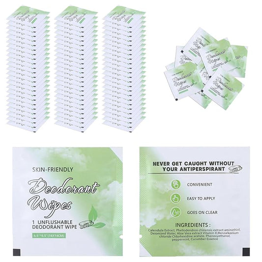 200Pcs Travel Deodorant Wipes, Travel Size Mini Deodorant Wipes Bulk for Homeless, Individually Wrapped Body Cleaning Supplies for Women Wet Armpit for Body Cleaning Cucumber