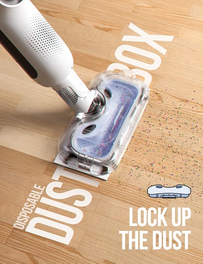 LiTHELi Cordless Vacuum Mop Cleaner, 2-in-1 Hard Floor Stick Vacuum, Wet Dry Mop, 2 Disposable Dust Boxes, 14 Disposable Pads & 1 Washable Pad, 2 Swappable 4000mAh Batteries