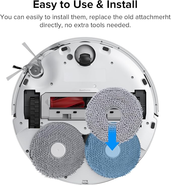 roborock 4 Pack Microfiber Mop Cloths Qrevo Curv, Qrevo Curv S5X, Qrevo Edge Robot Vacuum, Mop Pad Replacement Accessories