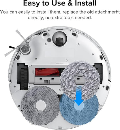 roborock 4 Pack Microfiber Mop Cloths Qrevo Curv, Qrevo Curv S5X, Qrevo Edge Robot Vacuum, Mop Pad Replacement Accessories