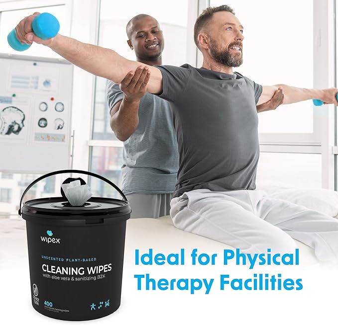 Wipex Gym Wipes for Equipment Bundle - Get 3 Buckets (1) Lemongrass, (1) Lavender, (1) Sanitizing BZK Plant-Based Fitness Equipment Wipes, Clean Surfaces & Mats, Safe Gym Cleaner, 400 Ct (Pack of 3)