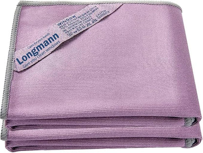 Longmann Window Cleaning Cloth, Glass Cloth, Cleaning Cloth, Streaks Schatches Free (Purple 2 Pack)
