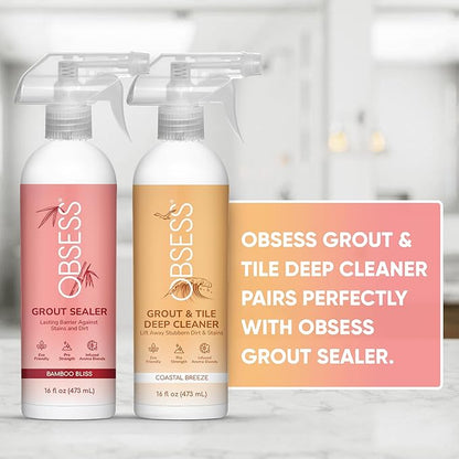OBSESS Grout & Tile Cleaner: Grout Cleaner for Tile Floors | Bathroom Tile Cleaner | Non-Toxic Professional Strength Brightener | Ceramic Tile and Grout Cleaner, also for Marble, Granite