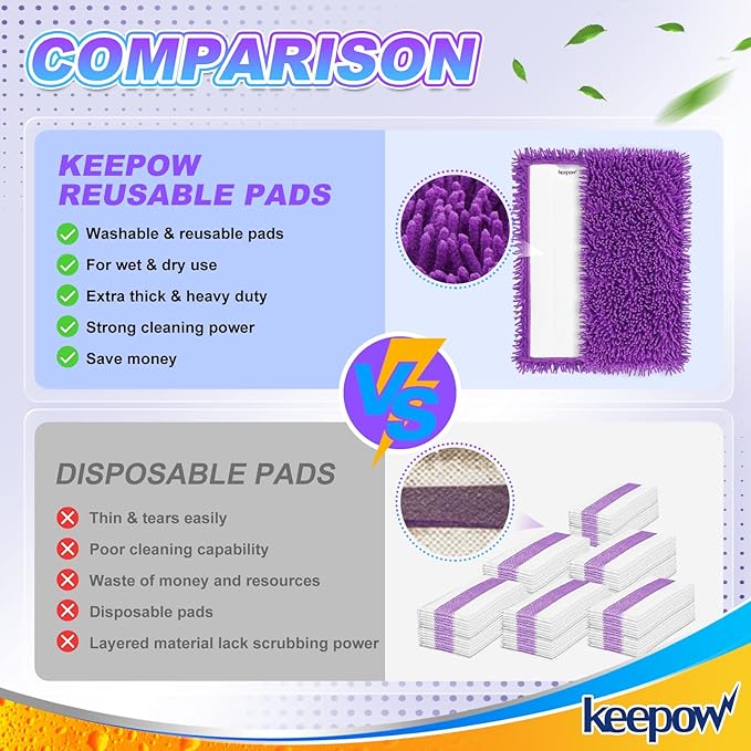 Microfiber Mop Pads Compatible with Swiffer WetJet, Wet Pads Refills Wet Pads Dry Pads Mop Refill Pads Reusable Wet Pads Refill for Floor Cleaning Wet Dry Use for Hard Wood Floor(4 Pack)