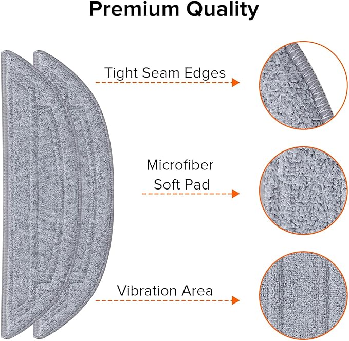 roborock 2 Pack Microfiber Mop Cloths for S8 MaxV Ultra, S8 Max Ultra Series Robot Vacuum Cleaner, with Dual Sonic Vibrations Modules, Mop Pad Replacement Accessories