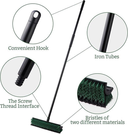 Eyliden Double-Sided Floor Scrub Brush, 65.5'' Long Handle, V-Shaped Head Brushes for Crevice and Corner Cleaning, No-Scratch Effortless Grout Brush for Floor Joint Tile Seams Bathroom Kitchen