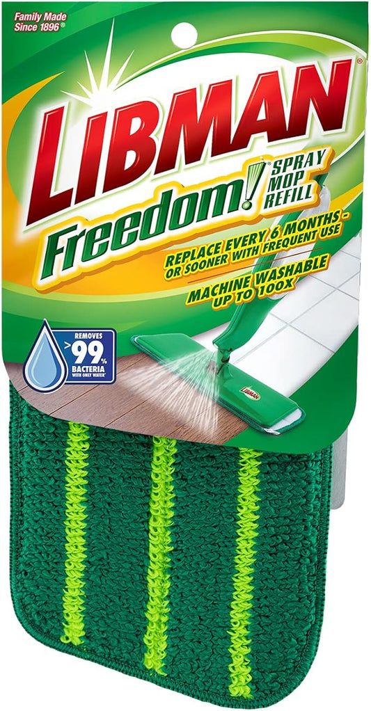 Libman Freedom Spray Mop Refill | Microfiber | Household Essentials | Hardwood Floor Cleaner | Wall | Cleaning Supplies | Floor | Six Replacement Heads
