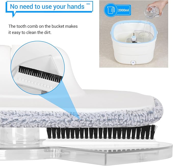 Spin Mop and Bucket with Separate Dirty and Clean Water for Floor Cleaning Spinning Mop