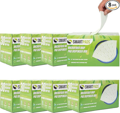 Arkwright Reusable Smart Pads Box - (Case of 240) Disposable or Washable Microfiber Mop Pads Compatible with Swiffer Mop Heads, Dry and Wet Mops for Many Types of Floor Cleaning, 18 in, Green