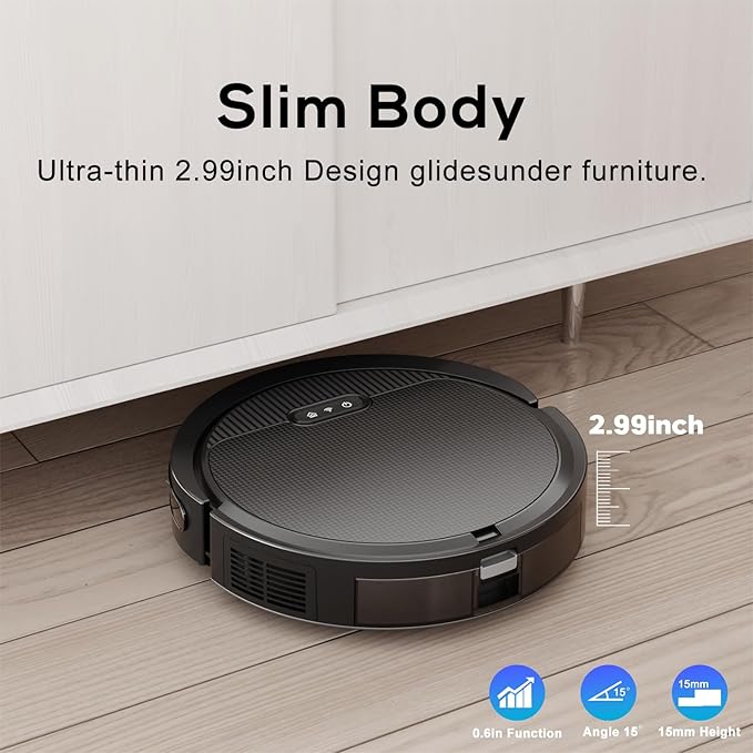 V3 Robot Vacuum and Mop Combo,Self-Charging,5000pa Strong Suction,WiFi/Alexa/App Control,3 in 1 Ultra-Slim Robotic Vacuum Cleaners for Hard Floors,Pet Hair and Low Pile Carpets