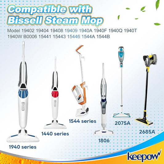 KEEPOW 5 Pack Replacement Steam Mop Pads for Bissell Powerfresh 1940 1544 1440 1806 2075 Series Model 19402 19404 19408 19409 1940a 1940f 1940q 1940t 1940w B0006 B0017,Washable Cleaning Pad