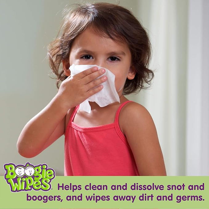 Boogie Wipes, Saline Wipes for Baby & Kids, Nose Booger Wipes for Allergy Relief, Face, Hand & Body, Made with Vitamin E, Aloe and Natural Saline, Fresh Scent, 45 Count (Pack of 2)