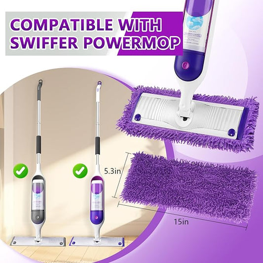 Reusable Power Mop Refills Pads Compatible with Swiffer Power Mop - Power Mop Pads Refill - Washable Microfiber Pads for Multi-Surface Floor Cleaning, 4 Pack