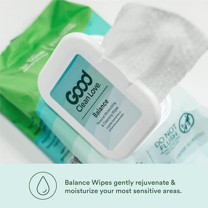 Good Clean Love Balance pH-Balanced Feminine Wipes, Supports Vaginal Health Naturally & Reduces Odor, Non-Irritating Moisturizing & Cleansing Hygiene Product Made with Organic Aloe, (60 Count)