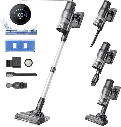 Proscenic Cordless Vacuum Cleaner, Wet/Dry Mop Combo, 45Kpa Suction, 50Mins Runtime, Silver