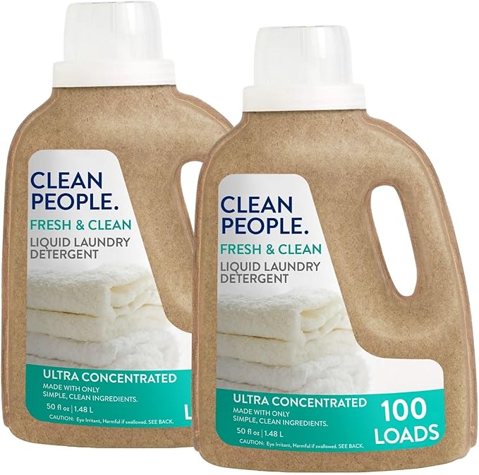 The Clean People Liquid Laundry Detergent - Recyclable Packaging, Stain Fighting - Ultra Concentrated, Laundry Soap - Fresh Scent, 50 fl oz (2 Pack)