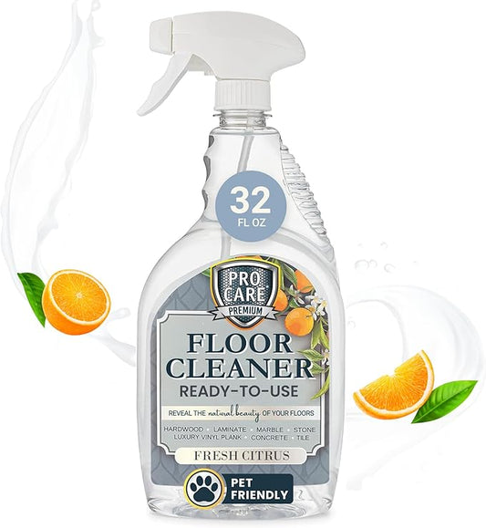 Citrus Floor Cleaner (Made in USA) | Tile, Stone, Laminate, Vinyl & Natural Wood Floor Cleaner for Mopping, Floor Cleaning Solution with Citrus Aroma - 32oz / 0.95L Spray Bottle